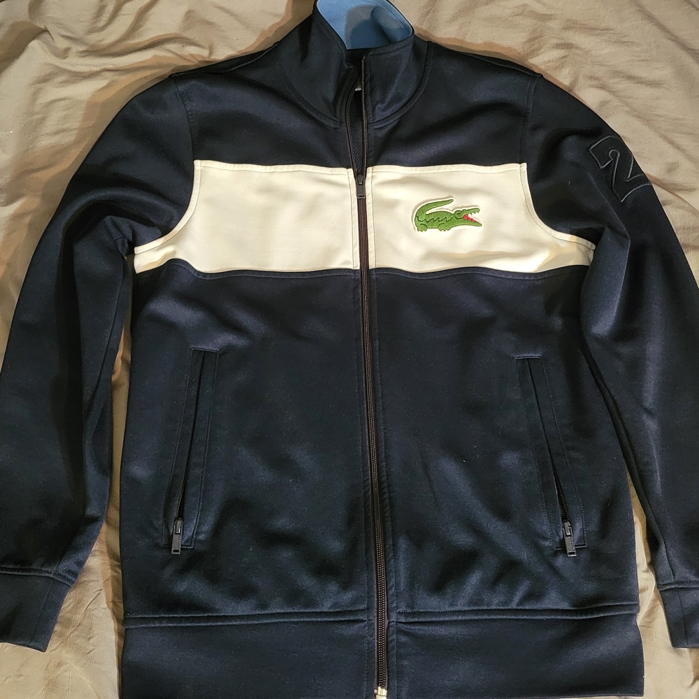 Lacoste Men's Navy & White Track Jacket Sz 4 (S)